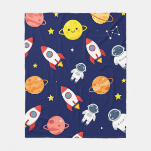 Cobertor De Velo Padrão Fofo de Explorador Espacial Infantil