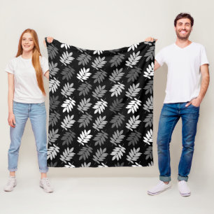 Cobertor De Velo Padrão Folha de Idoso Preto Branco Cinza