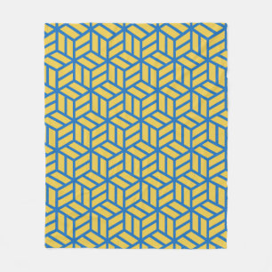 Cobertor De Velo Padrão Geométrico 3D do Hexágono Amarelo Azul
