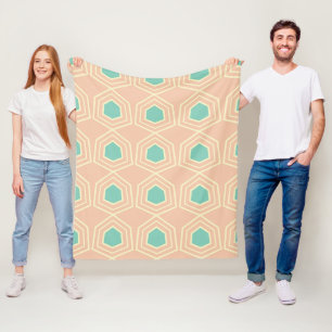 Cobertor De Velo Padrão geométrico contínuo com pentágonos azul-tur