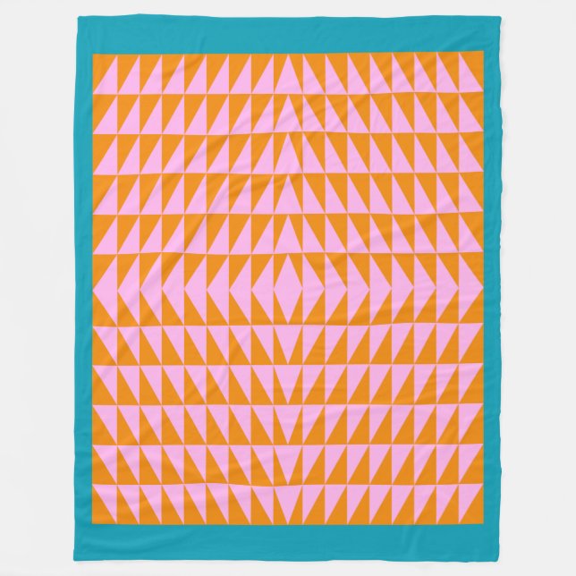 Cobertor De Velo Padrão Geométrico Cute Forma Turquesa Laranja Cor- (Frente)