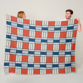 Cobertor De Velo Padrão Geométrico da Cinza Azul Vermelho Retroativ