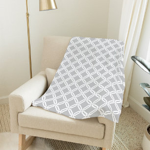 Cobertor De Velo Padrão Geométrico de Link de Octagon Branco e cinz