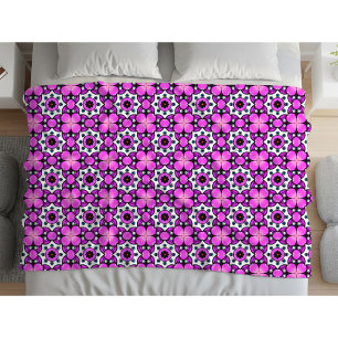 Cobertor De Velo Padrão geométrico de mandala roxo e preto