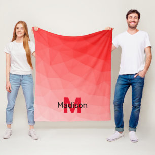 Cobertor De Velo Padrão geométrico do gradiente vermelho Monograma