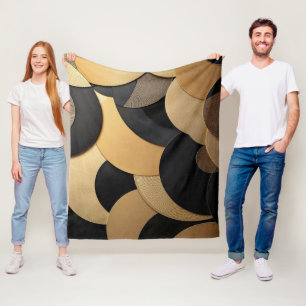 Cobertor De Velo Padrão geométrico Dourado e Abstrato preto