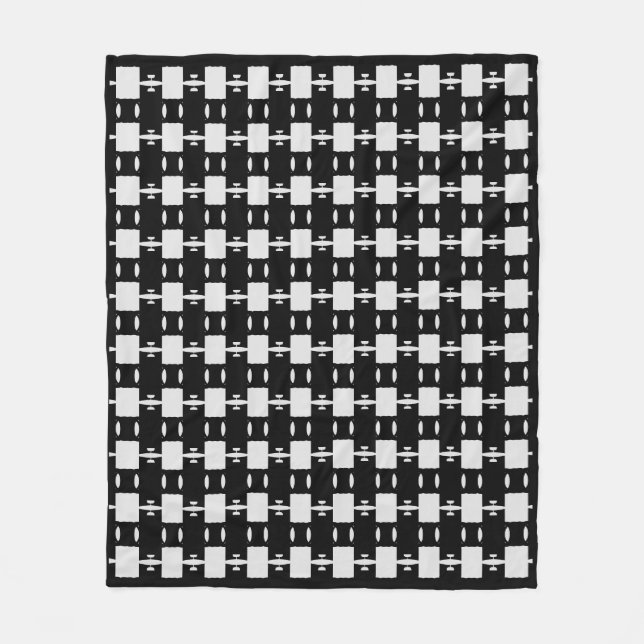 Cobertor De Velo Padrão Geométrico Elegante Preto e Prata (Frente)