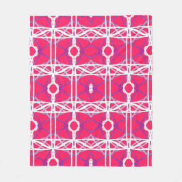 Cobertor De Velo Padrão Geométrico Em Rosa, Branco E Roxo.