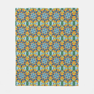 Cobertor De Velo Padrão geométrico fractal azul e amarelo
