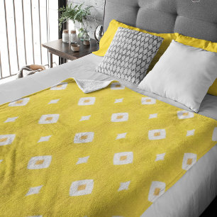 Cobertor De Velo Padrão Geométrico Retro Branco Amarelo