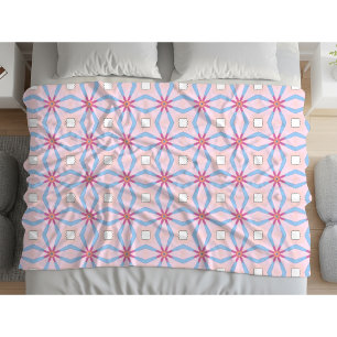Cobertor De Velo Padrão geométrico rosa, azul e branco 
