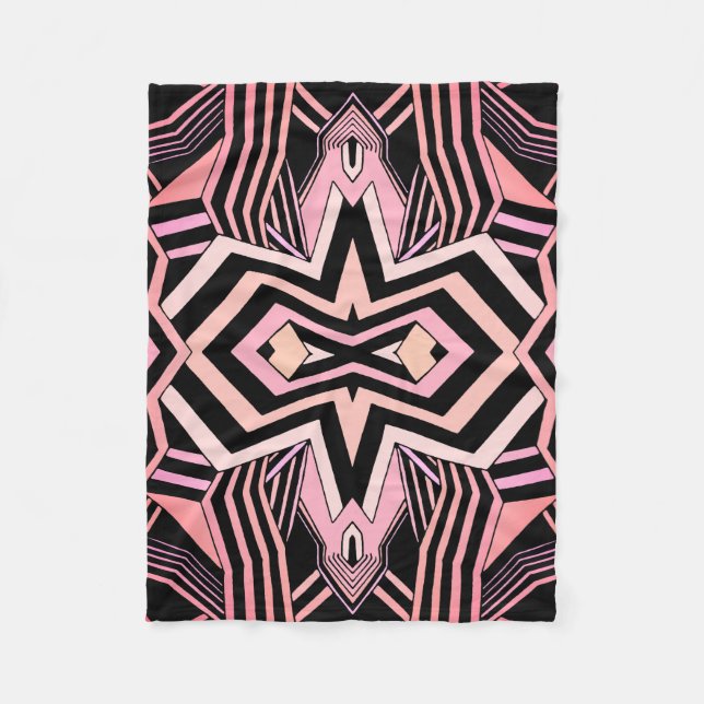 Cobertor De Velo Padrão Geométrico Rosa e Preto (cor ajustável) (Frente)