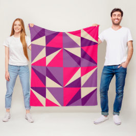 Cobertor De Velo Padrão Geométrico Rosa e Púrpura