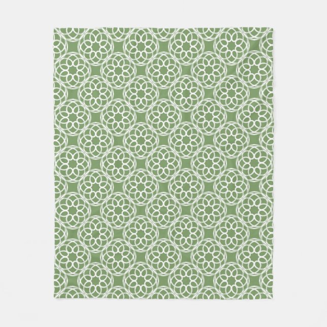 Cobertor De Velo Padrão Geométrico Sage Green White Sem Olhos (Frente)