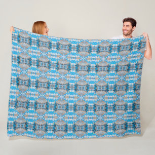 Cobertor De Velo Padrão geométrico vintage azul e cinza