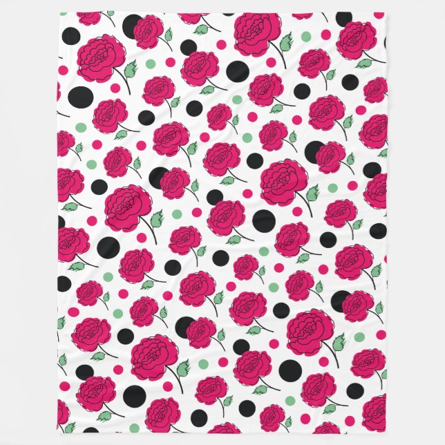 Cobertor De Velo Padrão Gráfico Moderno de Bolinhas Verde Rosa Vinh (Frente)