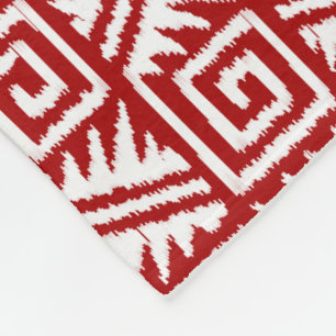 Cobertor De Velo Padrão Ikat Aztec - Vermelho Escuro e Branco