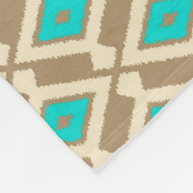 Cobertor De Velo Padrão Ikat - Turquesa, Taupe e Bege (Quina)