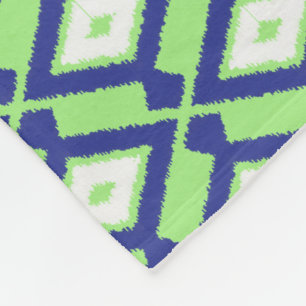 Cobertor De Velo Padrão Ikat - Verde, Azul Indigo e Branco