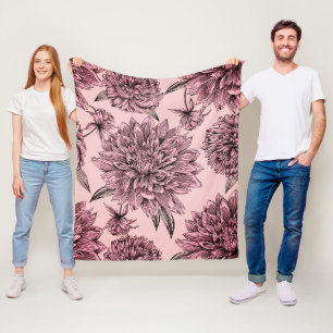 Cobertor De Velo Padrão Ilustrado das Flores Rosa Vintage