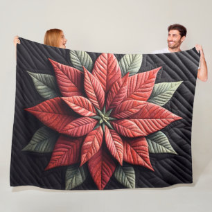Cobertor De Velo Padrão Incluso Poinsettia Preto