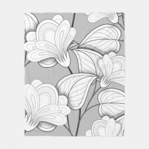 Cobertor De Velo Padrão Invisível Monocromático Floral. Folha de de
