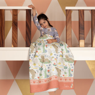 Cobertor De Velo Padrão Koala bonito com nome de garotinha a rosa