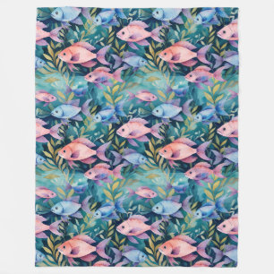 Cobertor De Velo Padrão legal de Aquarela Animal - Peixe 3