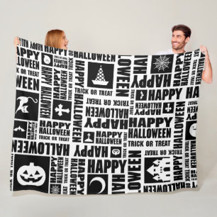 Cobertor De Velo Padrão Legal tipográfico halloween preto