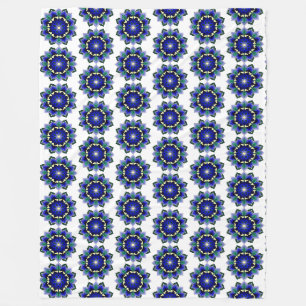 Cobertor De Velo Padrão Mandala 02 em branco azul escuro Folheto