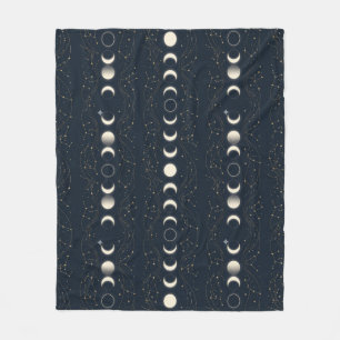 Cobertor De Velo Padrão Minimalista de Fases Lunares com Estrelas e