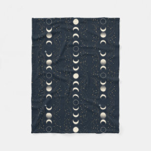 Cobertor De Velo Padrão Minimalista de Fases Lunares com Estrelas e