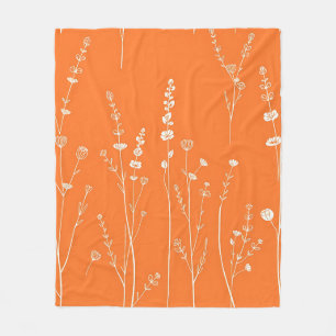 Cobertor De Velo Padrão Mínimo de Flor Silvestre Laranja Queimada