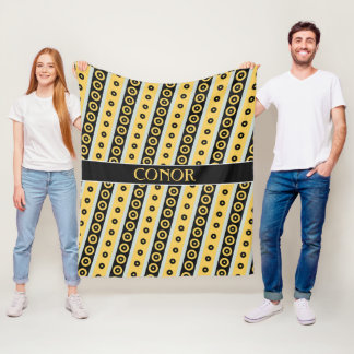 Cobertor De Velo Padrão Mínimo Preto Amarelo dos Círculos