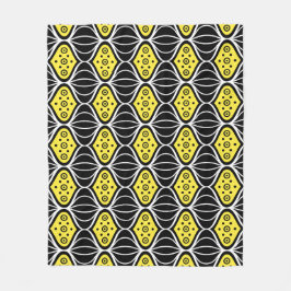Cobertor De Velo Padrão Moderno da Arte Oval em Círculo Amarelo Neg