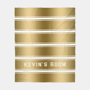 Cobertor De Velo Padrão Moderno de Stripes Brancas e Douradas