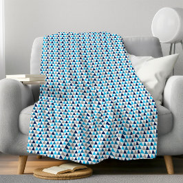 Cobertor De Velo Padrão Moderno de Triângulo Geométrico Azul Aconch