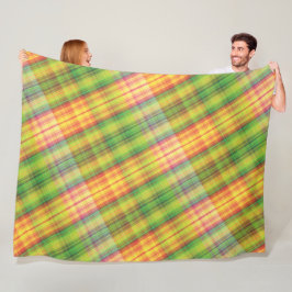 Cobertor De Velo Padrão Moderno De Xadrez Amarelo Verde De Tartan.