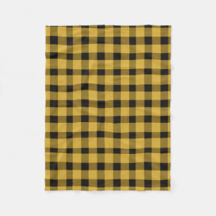 Cobertor De Velo Padrão moderno de Xadrez Dourada e preta