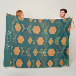 Cobertor De Velo Padrão Monocromático Azul-Cubo de Interfaces