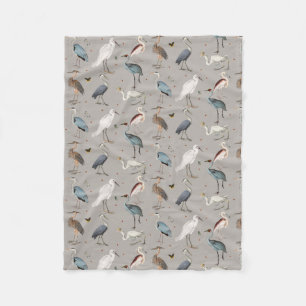 Cobertor De Velo Padrão Natural do Heron Bird Egret da Aquarela