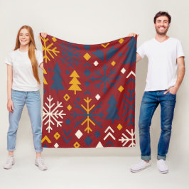 Cobertor De Velo Padrão Nórdico Negrito da Floresta Festiva de Inve