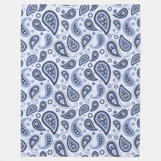 Cobertor De Velo Padrão Paisley Azul (Frente)