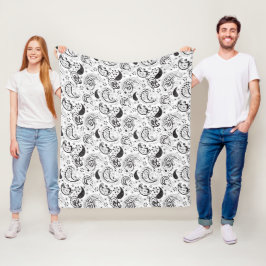 Cobertor De Velo Padrão Paisley Preto e Branco – Arte Textil Elegan