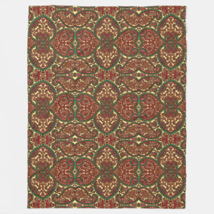 Cobertor De Velo Padrão paisley vitoriano elegante, vermelho, ouro