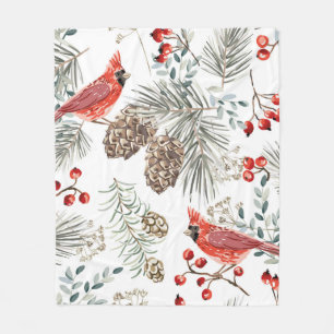 Cobertor De Velo Padrão perfeito de Natal, aves cardeais, vermelho