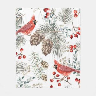 Cobertor De Velo Padrão perfeito de Natal, aves cardeais, vermelho