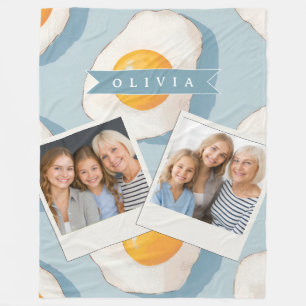 Cobertor De Velo Padrão Personalizado de Ovo Frito Divertido Azul E