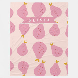 Cobertor De Velo Padrão Personalizado de Pêra Rosa Fruta Fofa e Fem