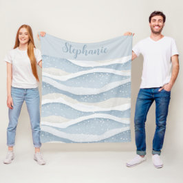 Cobertor De Velo Padrão Personalizado Onda de Neve de Inverno Azul